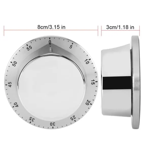 Mekanisk kökstimer - Magnetisk bas, silver
