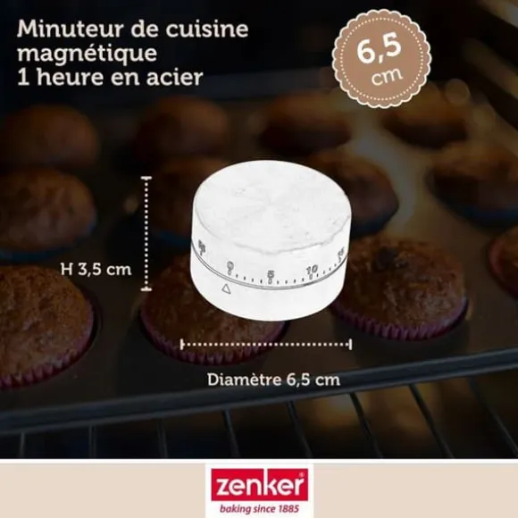 Mekanisk Timer - Rostfritt Stål - Magnetisk - 60 mn - Mått: 6x6x3.5 cm - Färg: Grå
