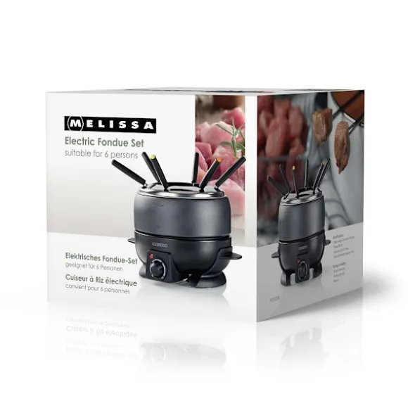 MELISSA Fondueset | 6 personer | 2,3 l | Justerbar temperaturkontroll | 800 W | Cool touch-handtag | Halkskyddade fötter | Överhettningsskydd