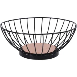 Metall Fruktskål 28 cm Svart/Trä