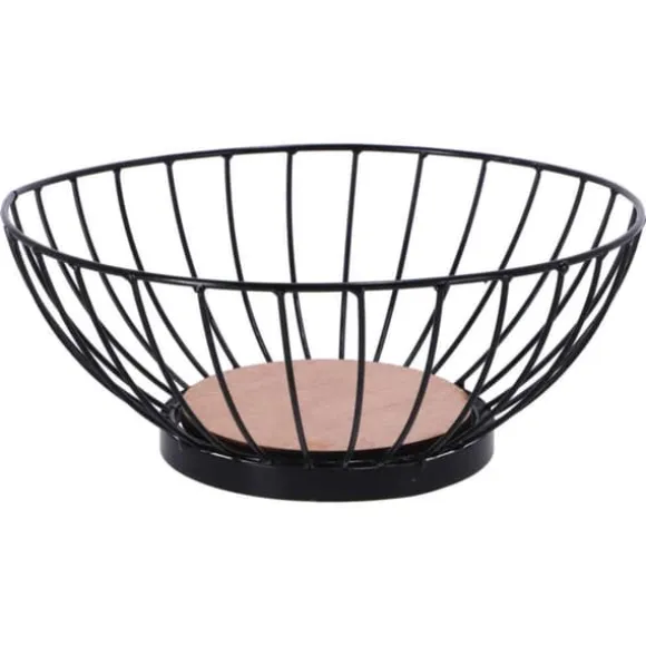 Metall Fruktskål 28 cm Svart/Trä