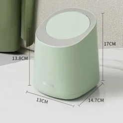Mini Bänkskiva soptunna Liten Plast Bänkskiva Papperskorg Avfallsdunk med presstyp Lock för badrum Sovrum Vardagsrum Sminkbord Morino Green