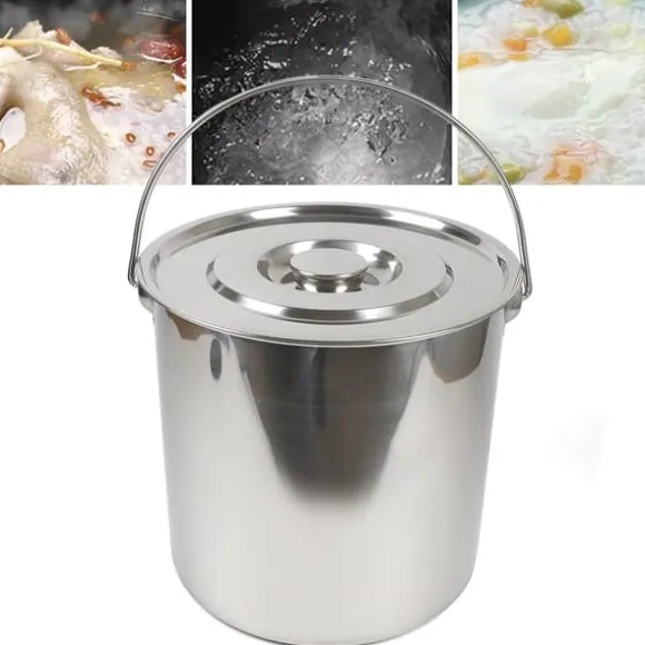 Mjölkburk - Hink - Rostfritt Stål - 20 L - Med Lock - Tjockväggad - Tål Kokande Vatten