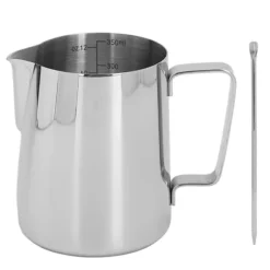 mjölkskummande kanna med latte art-penna glansig silver 304 rostfritt stål innerskala kaffe ångande mjölkgräddekopp 350 ml