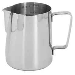 mjölkskummande kanna med latte art-penna glansig silver 304 rostfritt stål innerskala kaffe ångande mjölkgräddekopp 350 ml