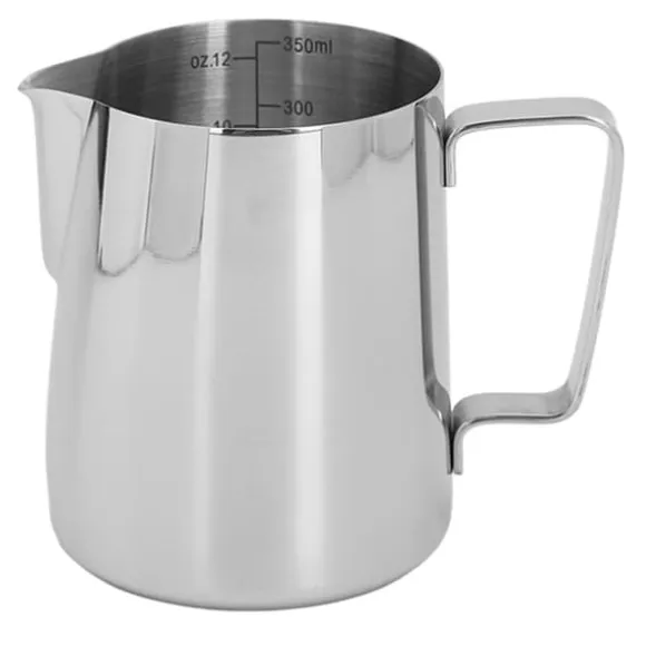 mjölkskummande kanna med latte art-penna glansig silver 304 rostfritt stål innerskala kaffe ångande mjölkgräddekopp 350 ml