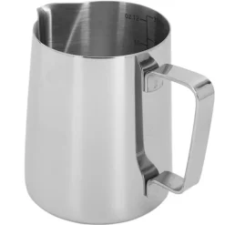 mjölkskummande kanna med latte art-penna glansig silver 304 rostfritt stål innerskala kaffe ångande mjölkgräddekopp 350 ml