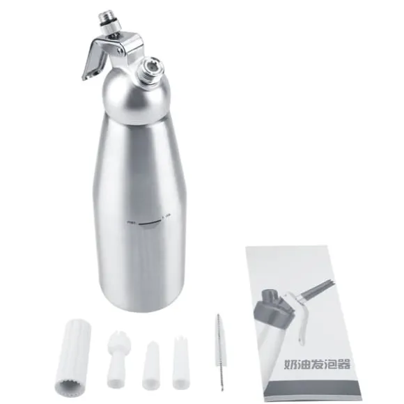 1000ml bärbar aluminium vispad grädde dispenser skummare dessertverktyg