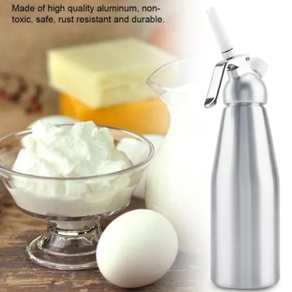 1000ml bärbar aluminium vispad grädde dispenser skummare dessertverktyg