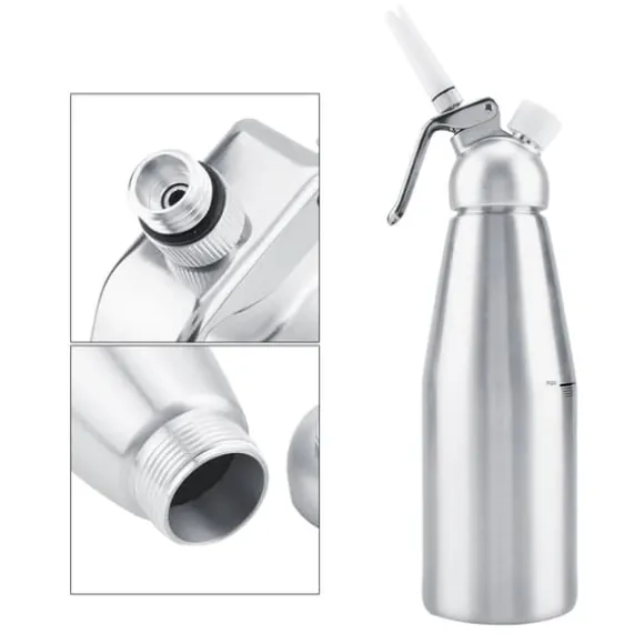 1000ml bärbar aluminium vispad grädde dispenser skummare dessertverktyg
