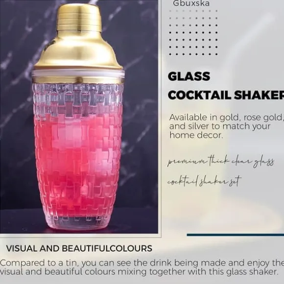 385 ml Cocktail Shaker vävd textur glas + lock i rostfritt stål Cup