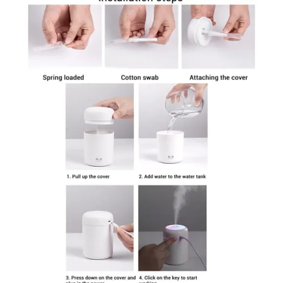 300ML Mini USB Luftfuktare med Nattljus Dimma Luftfuktare Luftfuktare För Rum Kontorsskrivbord