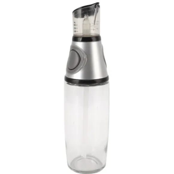 500ml oljedispenser läckagesäker glas silikon akryl presstyp kvantitativ oljeflaska för hälsokök silver