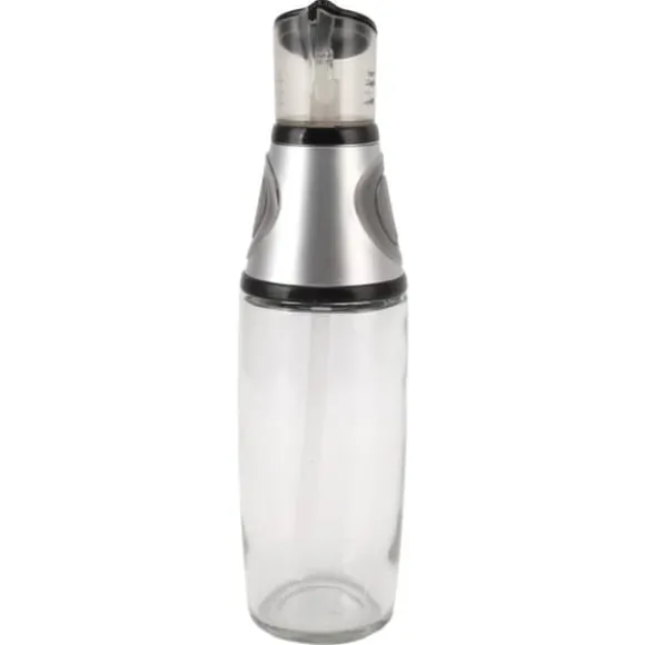 500ml oljedispenser läckagesäker glas silikon akryl presstyp kvantitativ oljeflaska för hälsokök silver