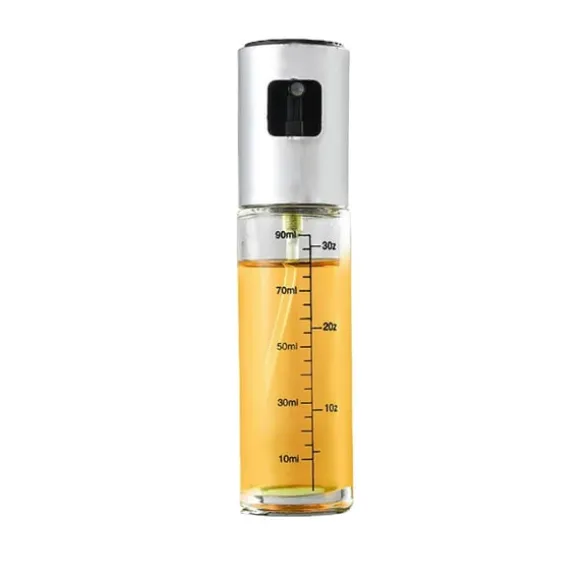 100 ml oljesprayflaska i galvaniserat silver med skala för airfryer Model 1
