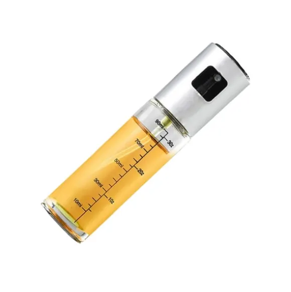100 ml oljesprayflaska i galvaniserat silver med skala för airfryer Model 1