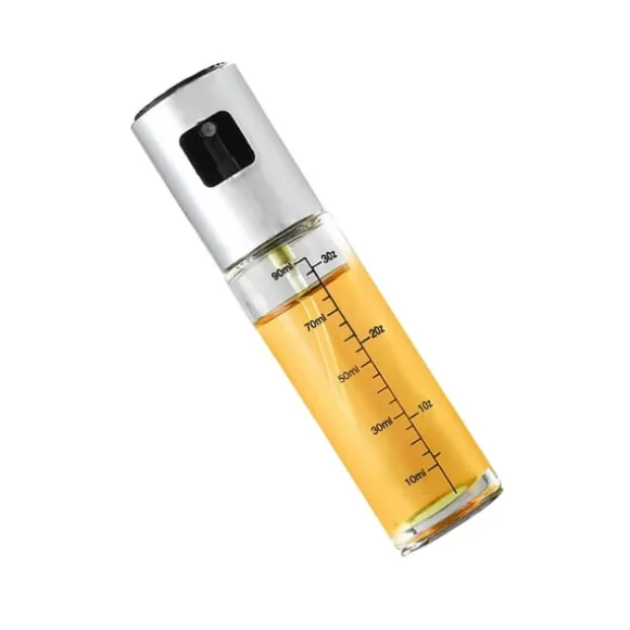 100 ml oljesprayflaska i galvaniserat silver med skala för airfryer Model 1
