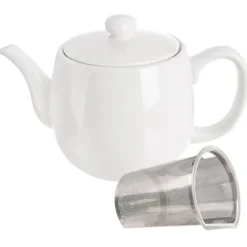 MONA vit porslins-tekanna med teinfusionsrör 700 ml