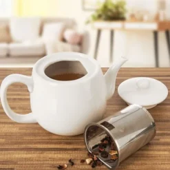 MONA vit porslins-tekanna med teinfusionsrör 700 ml