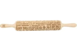 MoodForWood Träkavel, Graverad, 43 cm med Handtag, Perfekt för Bakning - Kocham-mönster