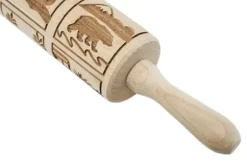 MoodForWood Träkavel, Graverad, 43 cm med Handtag, Perfekt för Bakning - Örtmönster