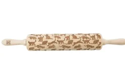 MoodForWood Träkavel, Graverad, 43 cm med Handtag, Perfekt för Bakning - Kattmönster