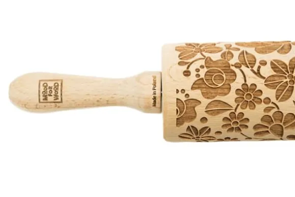 MoodForWood Träkavel, Graverad, 43 cm med Handtag, Perfekt för Bakning - Ungerskt Folkmönster