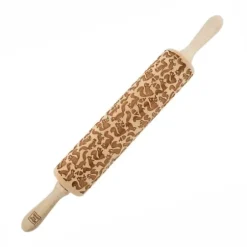 MoodForWood Träkavel, Graverad, 43 cm med Handtag, Perfekt för Bakning - Komönster
