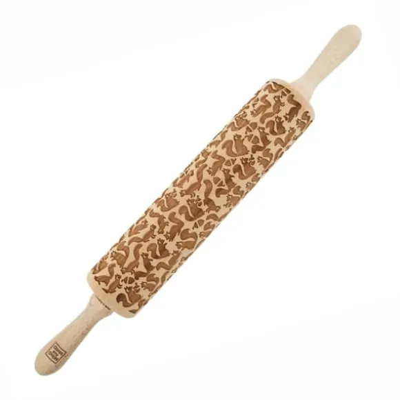 MoodForWood Träkavel, Graverad, 43 cm med Handtag, Perfekt för Bakning - Komönster