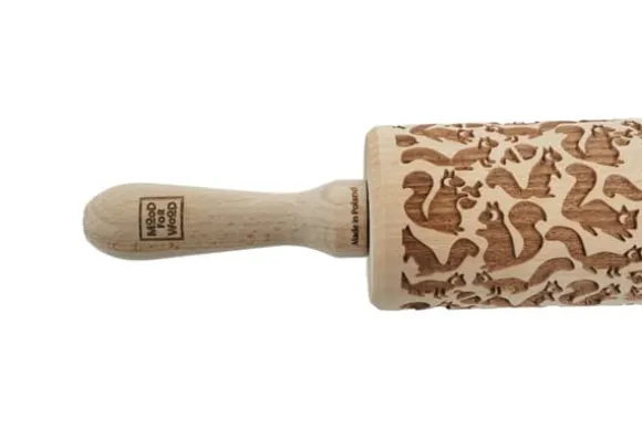 MoodForWood Träkavel, Graverad, 43 cm med Handtag, Perfekt för Bakning - Komönster