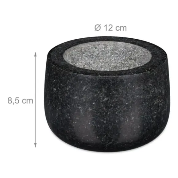 Mortel och stöt, Granit, 12x8.5 cm, Svart