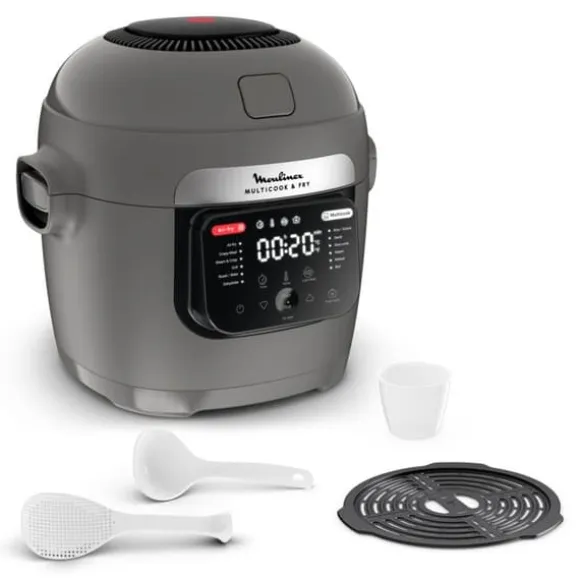 Moulinex Multicook & Fry, Multikokare och inbyggd luftfritös, 12 program, Matlagning på 2 nivåer, Kapacitet 6L, MZ730BF0