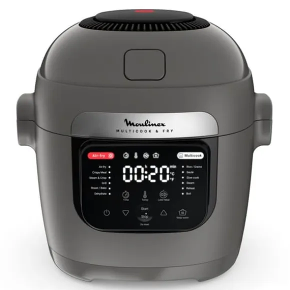 Moulinex Multicook & Fry, Multikokare och inbyggd luftfritös, 12 program, Matlagning på 2 nivåer, Kapacitet 6L, MZ730BF0