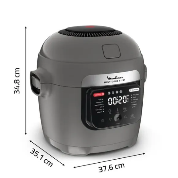 Moulinex Multicook & Fry, Multikokare och inbyggd luftfritös, 12 program, Matlagning på 2 nivåer, Kapacitet 6L, MZ730BF0