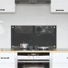 Mörk Grå Kök Backsplash i Härdat Glas - Värmebeständig & Lätt att Rengöra | Storlek: 80x40x0,6 cm