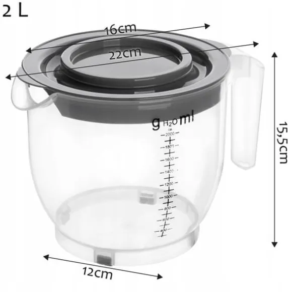 Mätkanna - KADAX - 2L - Transparent - Polypropen - Lock med handtag