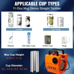 Mugg Värmepress Mini Cup Pressmaskin DIY Sublimering 11oz-15oz kaffemuggar Tumblers Handhållen lättviktspressare julklapp.