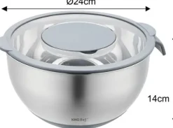 Multifunktionell köksskål med grönsaksrivverk funktion 24cm 5L 5 element KINGHOFF KH-1862