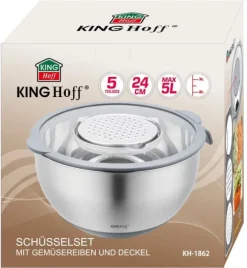 Multifunktionell köksskål med grönsaksrivverk funktion 24cm 5L 5 element KINGHOFF KH-1862