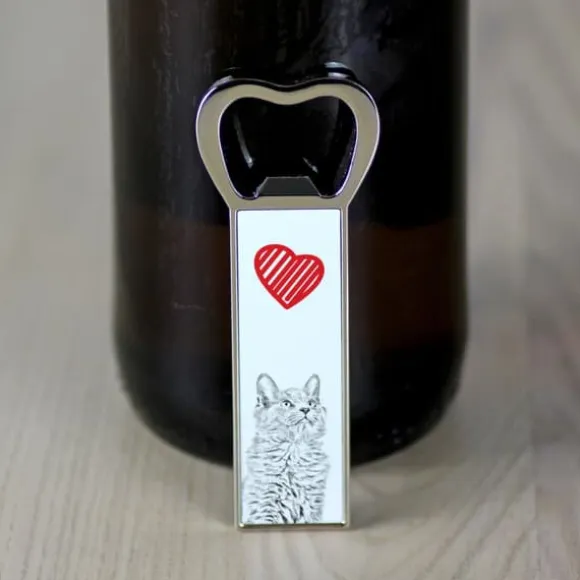Nebelung - flasköppnare med en katt, personlig kylöppnare, unik present till en man från Art-Dog