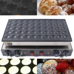 Nonstick Elektrisk Mini Holländsk Pannkaksgrill, 50 Värmehål, Snabb Tillagningstid, Justerbar Temperatur
