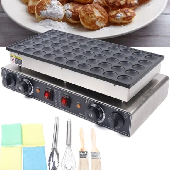 Nonstick Elektrisk Mini Holländsk Pannkaksgrill, 50 Värmehål, Snabb Tillagningstid, Justerbar Temperatur