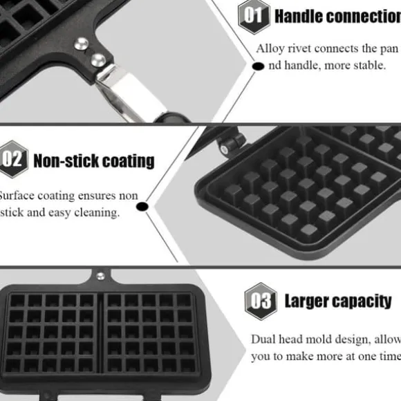 Non-Stick Våffelmaskin med dubbla huvuden för hushållskök