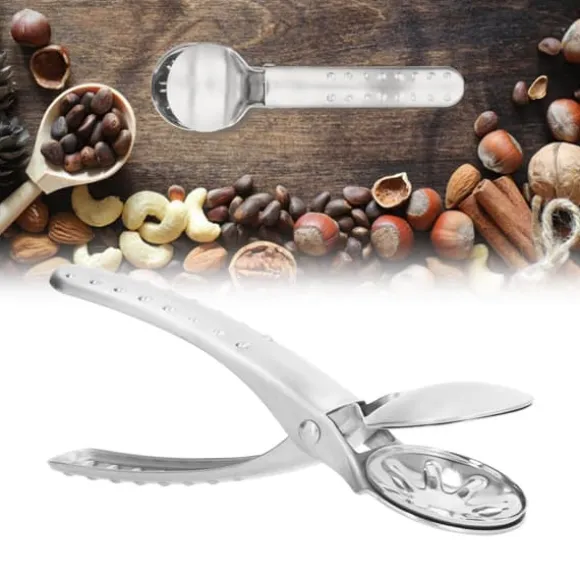 Nötknäppare i rostfritt stål kastanjklämma Metall multifunktionell nötöppnartång för kökssilver