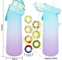 OBOSOE Air-Up Luftvattenflaska 650ml – 7 Smakkapslar | Sockerfri & Aromatisk | Gradient Lila med Suprör