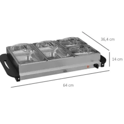 OBOSOE Chafing dish 6,8L – Lämpölevy 300W, säädettävä termostaatti, ruostumatonta terästä, ihanteellinen buffet-pöydille ja juhliin