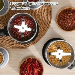 OBOSOE Elektrisk Multifunktionell Kvarn / Kaffekvarn med 4-Bladig Stålkniv – Mal Kaffebönor, Kryddor & Ingredienser