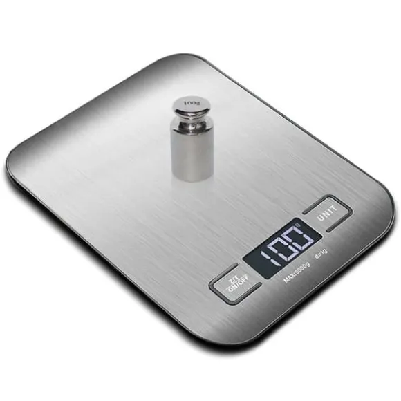OBOSOE Köksvåg , Pocket Scale, rostfritt stål, 1g-5kg,tareringsfunktion och LCD-display – våg för mat och kaffe