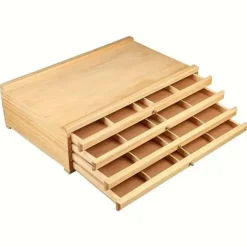 OBOSOE 4-lagers Träorganizer med Lådor - Mångfunktionell Förvaring för Pennor, Penslar & Verktyg | Portabel Hantverkslåda & Blomarrangemangsstation