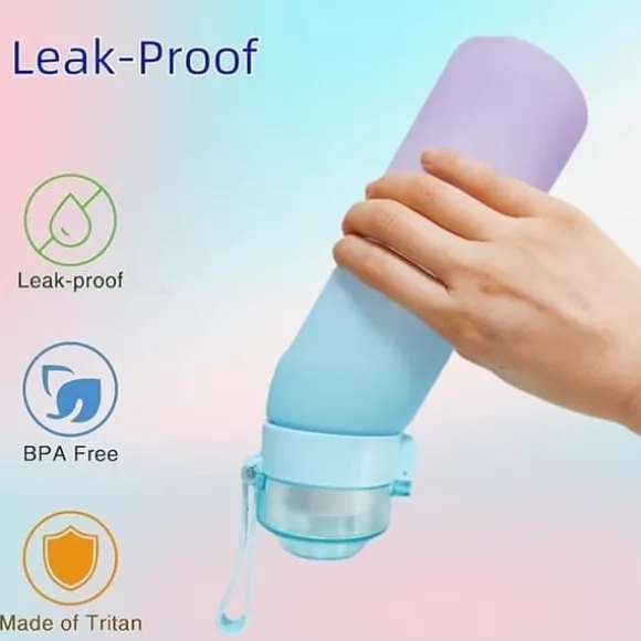 OBOSOE Luftvattenflaska 650ml – 7 Smakkapslar | Sockerfri & Aromatisk | Gradient Blå med Suprör